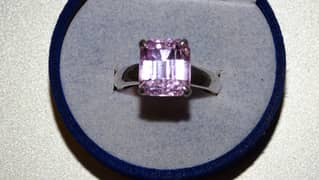 Natural Kunzite Women's 925 Silver Ring