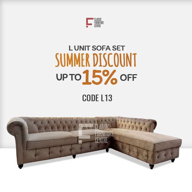 Furniture Sofa Set - 4 seater L shape Sofa Set & 2 seater puffy set 2