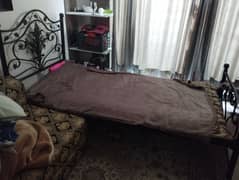 Iron Single Bed with Mattress