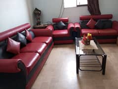 7 Seater Sofa with Sofa Cover's Cushions and Center Table