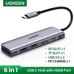 U green Usb C hub 6 in 1 type c to hdmi 4k usb 3.0 ports sd tf card
