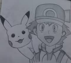 picachu and Ash beautiful sketch