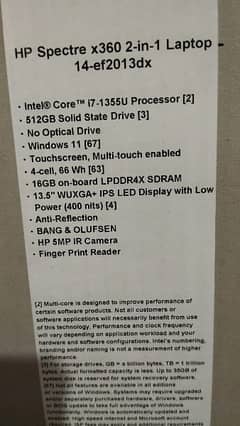 HP Spectre X360 2-in 1 Laptop 14 ef2013dx (core i7