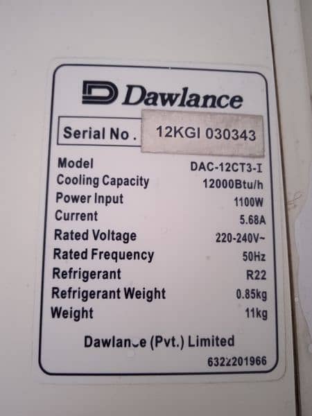 Dawlance Air conditioner used 2009 model 1