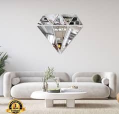 Daimond shaped wall mirror, Silver