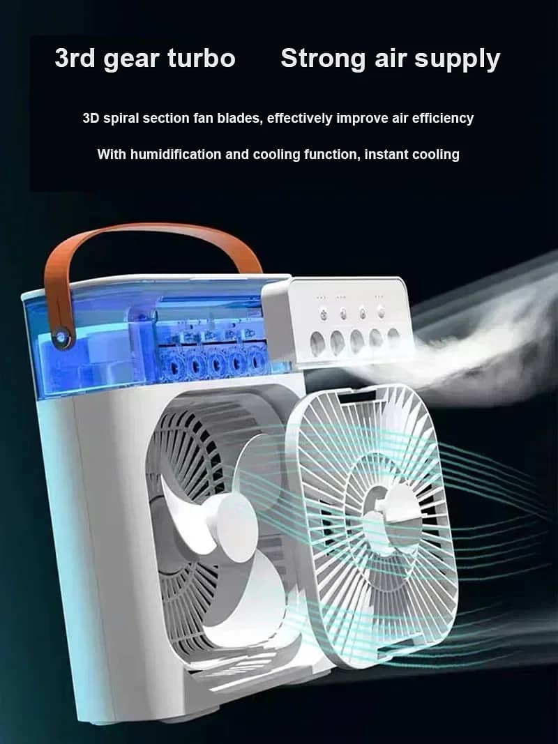 Portable USB Electric Fan, LED Night Light, Air Humidifier for Home. 2