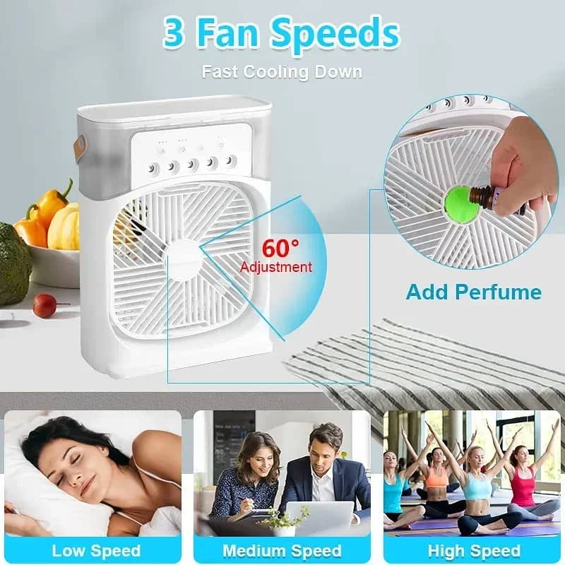 Portable USB Electric Fan, LED Night Light, Air Humidifier for Home. 10