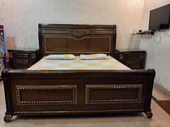 Bed with mattress+2side tables+dressing table with double mirror