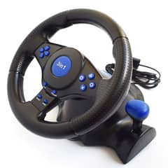 3-in-1 Vibration 180°Rotating Steering Wheel and Floor Pedals For Game