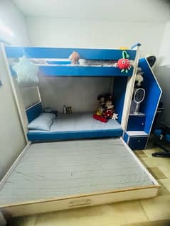 bunk bed (Tripple beds) , table & Rack with Mirror