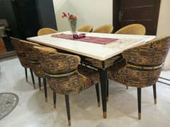 8-Seater Dining Table and Chairs With Gold Design
