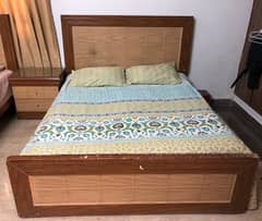 Wooden Double bed with one side table
