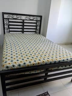 iron steel bed with mattress