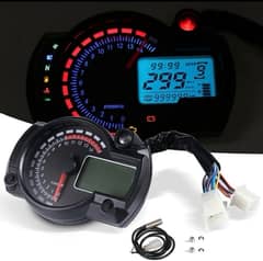 Motorcycle Universal 7 Color LED LCD Digital Speedometer Tachometer