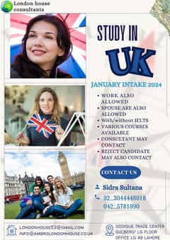 Study & visit Uk September in take also offer 100 percent scholarship