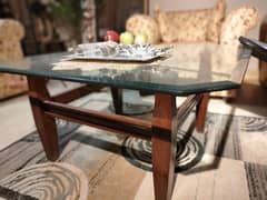 Center Table & 2 Side tables - Itched glass top