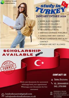 Study in Turkey 100 Percent Scholarship after one year you move europe