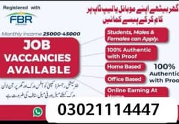 part time and full time jobs are avaliable contact 03021114447