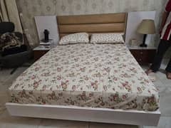 Designer bed set slong with side tables and dressing table