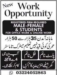 Part Time, Full Time, Home Base Jobs for all Men, Women and Students.