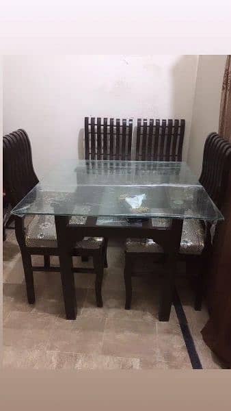 wooden glass dining table with 4chair 2