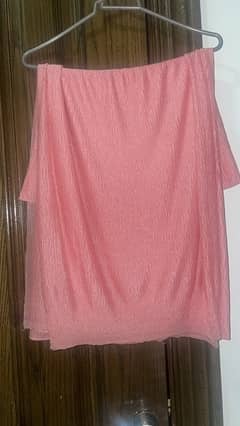 shimmry chiffon shirt piece light pink colour