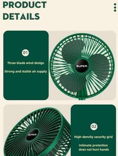 Charge able green fan