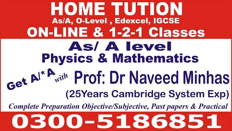 Home & Online Tuition& Group classes ,A/O level,GCE &IGCSE, 0