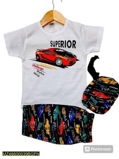 Boy's Summer Jersey Printed Shirt And Shorts Set