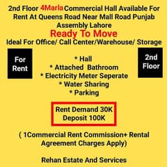 2nd Floor 3 Marla Commercial Hall Available For Rent At Queens Road
