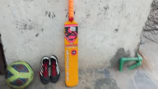 football and football shoes and bat for sale