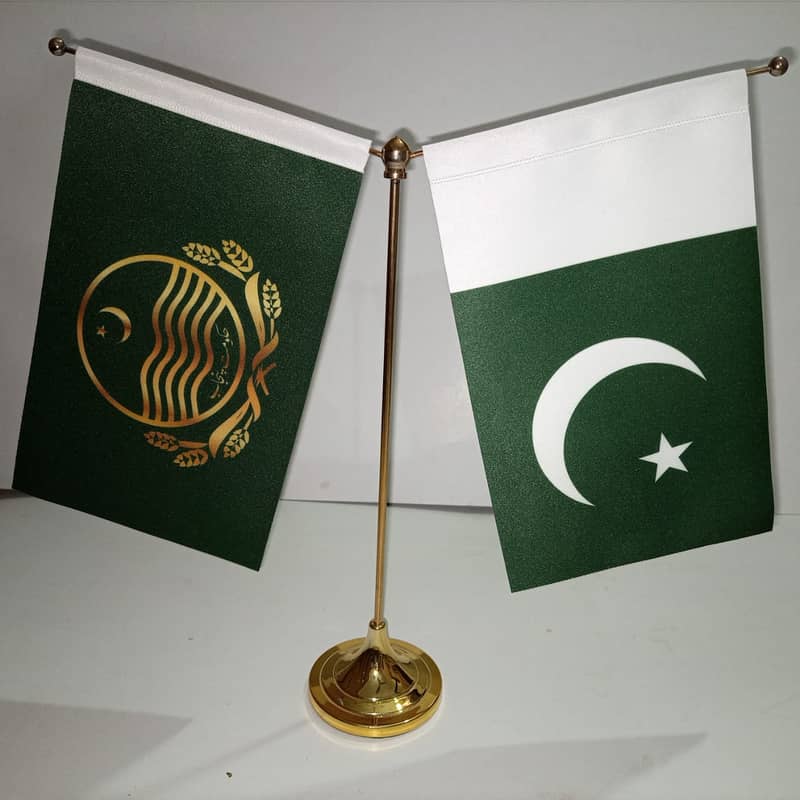 Indoor Flag & Pole for Punjab Government Office Decoration, Table Flag 14