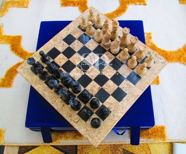 Antique Chess Set marble with unique Velvet case What'sapp 03193587288 3