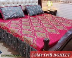 3pcs cotton salonica frill double bed sheet
