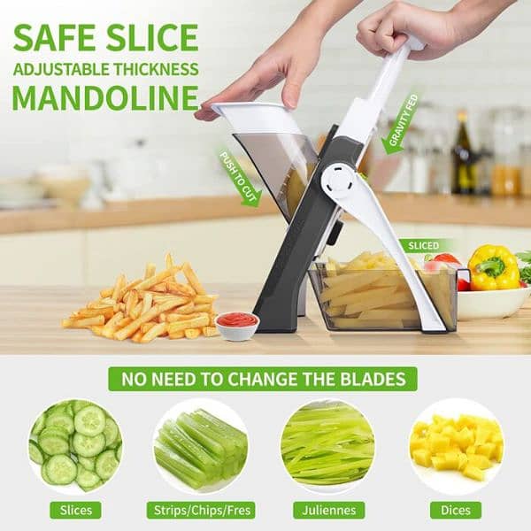 4 In 1 Mandoline Adjustable Vegetable & Fruit Spring Slicer Cutter 4