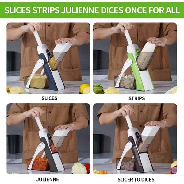 4 In 1 Mandoline Adjustable Vegetable & Fruit Spring Slicer Cutter 6