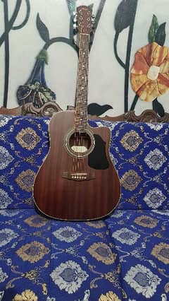 Electric Guitar wooden brown colour full size and Guitar Accessories