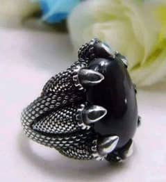black aqeeq chandi ring
