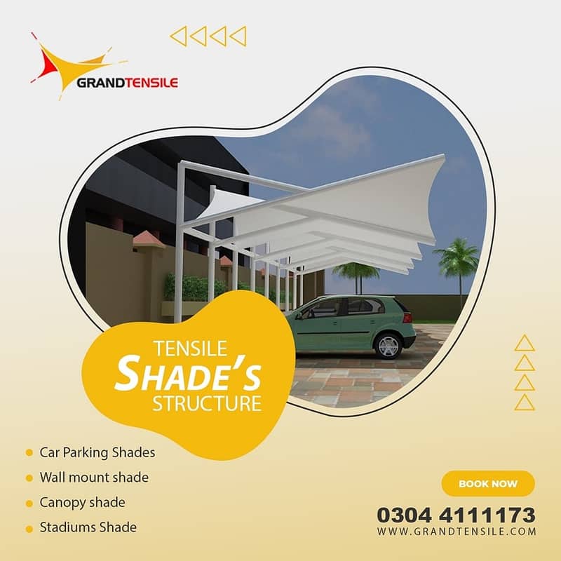 car shade/car parking shades/car tensile shades/car porch shade / shed 6