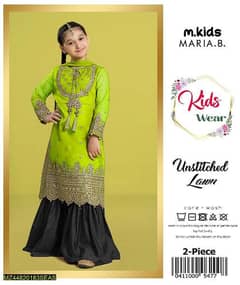 Girls Lawn Embroidered Shirt And Trouser Suit