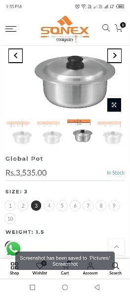 sonex cookware silver set 7