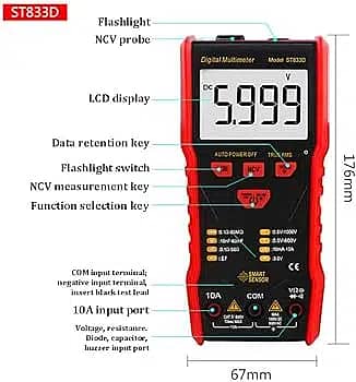 ST833D Full-Automatic Multimter Lcd Display With Ncv price in pakistan 0