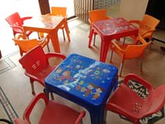 group study chairs with tables for children. 10 chairs 3 tables.