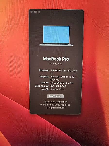 Macbook Pro 2019, intel i7, 16GB RAM, 512GB Storage 1