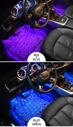 Car Led Foot Light Ambient Atmosphere Light 4 In 1 Rgb Sound Remote De