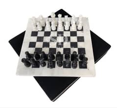 Vintage Marble Chess Set with Intricately Carved Chess Pieces
