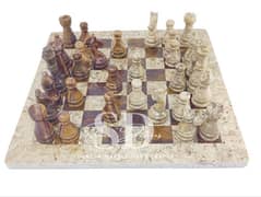 Vintage Marble Chess Set with Intricately Carved Chess Pieces