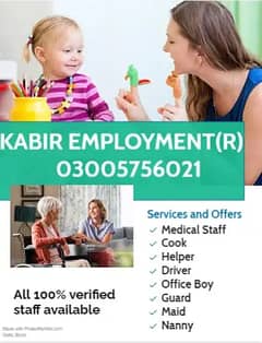 House maid/baby sitters/Drivers /Office boy/Helper/Nurse/Cook