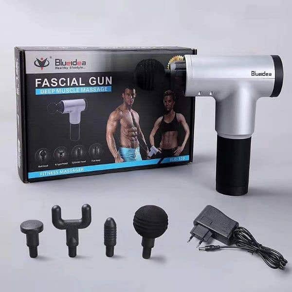 Cordless Fascial Gun Deep Muscle Vibrating Massager Gun with 4 Heads 0