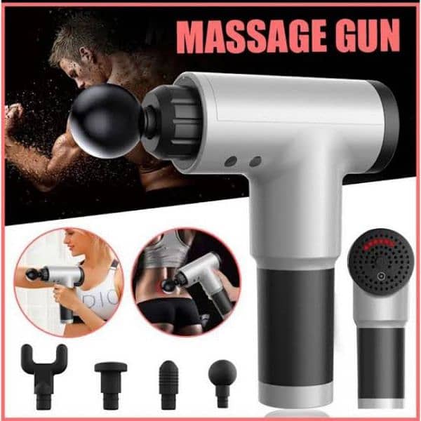 Cordless Fascial Gun Deep Muscle Vibrating Massager Gun with 4 Heads 1